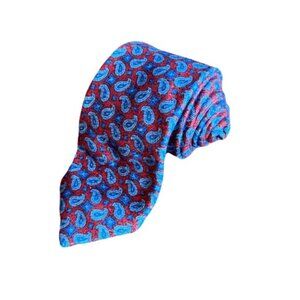 Silvio Fiorello 62 x 3 Red Blue Paisley Cotton Made In Italy Neck Tie